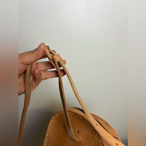 Ukelele Genuin Brown Leather Case Crossbody Strap Minimalist Neutral adjustable - Picture 13 of 14